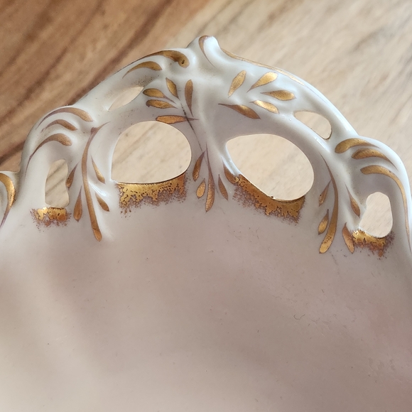 Vintage Floral I. Godinger Porcelain Dish With Gold Trim - Picture 7 of 10